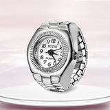DAIIIBABYYY  -  Personalized Crystal Flower Mini Finger Watch Ring Elastic Strap Couple Rings Vintage Clock Roman Quartz Watch Ring Women Girls