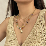 Daiiibabyyy  Colourful Irregular Beaded Necklace Set for Women Exquisite 3Pcs Star Moon Sun Pendant Necklace Retro Boho Versatile Jewelry New