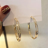 Daiiibabyyy  -  Golden Round Crystal Hoop Earrings for Women Bijoux Geometric Rhinestones Earrings Statement Jewelry Party Gifts
