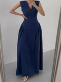 DAIIIBABYYY  -  Spliced Side Pleated Vest Sleeveless Dress Women 2025 Summer New Style French Luxury Slimming Long Elegant