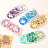 DAIIIBABYYY  -  6pcs Sweet Cute Colorful Spiral Hair Ties Resin Jelly Coil Hair Rings Elastic Women Girls Ponytail Holders Hair Accessories