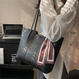 Daiiibabyyy Burminsa Large Work Tote Bags With Zipper For Women Trend Designer Commuter Shoulder Shopper Bag PU Leather Ladies Handbags