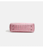 Daiiibabyyy  Fashion Crocodile-patterned Handbag Brand Pink Pu Women's Shoulder Bag Trendy Large Capacity Diamond-embellished Underarm Bag