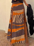 DAIIIBABYYY  -  Spring Summer Women All Match Maxi Skirts, Beach Style Fashion Simple Split Skirts, New Lace-Up Printing Patchwork Ladies Skirts
