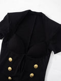 DAIIIBABYYY  -  Sexy Solid Spliced Button Slimming Jumpsuits for Women V Neck Short Sleeve High Waist  Hollow Out Chic Jumpsuits Female New