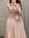 DAIIIBABYYY  -  French Style Hot Girl Pink Dress Women's Spring Slim Fit Square Collar Strap A-line Dress Fashion Female Clothes