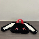 Daiiibabyyy  Trendy Versatile Knitted Beanies Thickened Warm Pullover Hat Y2K Ear Protection Little Devil Hat Autumn Winter Season