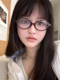 DAIIIBABYYY  -  Y2K Retro Oval Frame Glasses Women Leopard Ins Sweet Cool Eyewear Trend Brand Reading Computer Anti Blue Light Eyeglasses