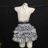 Daiiibabyyy  New Japanese Summer Original Handmade Y2k Shibuya Hot Subculture Neck Sling Bow Top Cake Skirt Set For Female