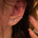 Daiiibabyyy  6Pcs/set Silver Color Rhinestone Cross Stud Earrings For Women Fashion Punk Earring Sets Trendy Jewelry Gifts