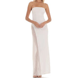 Daiiibabyyy  Sparkle Sequin Mesh Patchwork Maxi Dress Women Sexy Strapless Tube Dress Elegant Lady Backless Bodycon Long Dress