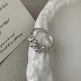 Daiiibabyyy  Korean Silver Color Multilayer Line Round Bead Rings For Women Fashion Classic Metal Adjustable Finger Ring Jewelry