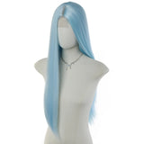 Daiiibabyyy  Elegant Long Blue Synthetic Wig 6.5*9.5 Lace Straight Heat Fiber Hair for Women for Cosplay Daily Halloween Christmas Parties