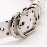 Daiiibabyyy  Vintage PU Leather Polka Dot Belt Millennial-Style Spicy Girl Retro Thin Belt Personalized Dopamine Y2K Belt Jeans Accessories