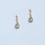 Daiiibabyyy  Light Luxury Blue Water Drop Zircon Hoop Earring for Women Exquisite Y2K Party Jewelry Accessories