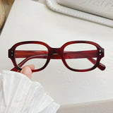 DAIIIBABYYY  -  Retro Square Oval Frame Anti Blue Light Glasses Red Thick Frame Plain Eyes Glasses Korean Fashion Female Eye Protection Eyewear