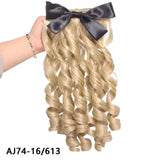 Daiiibabyyy  High Ponytail Wig Female Retro Qipao Hairstyle Gold Powder Family Republic Of China Roman Curly Long Hair Ponytail