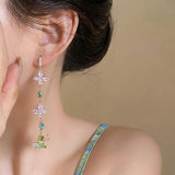 Daiiibabyyy  New Trendy Multicolor Butterfly Drop Earrings Long Tassel Water Drop Zircon Dangle Earrings Sweet Ear Hooks for Women Holiday K