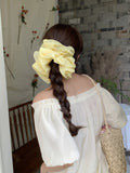 Daiiibabyyy  Summer new large pleated hair tie cream colored checkered multi layered hair tie coiled hair ponytail hair flower
