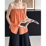 DAIIIBABYYY  -  Summer New Top with Western Style, Loose and Versatile, Solid Color, Girl's Sensation, Age Reducing Strap, Small Tank Top