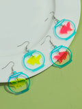 Daiiibabyyy  Cute Acrylic Iridescent Fish Tank Drop Earrings Lovely Cartoon Marine Animals Pendant Earring Women Jewelry Gifts