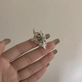 DAIIIBABYYY  -  Metal Conch Pearl Stacked Ring Exaggerate Irregular Women's Ring Imitation Pearl Charm Ocean Style Accessories Female