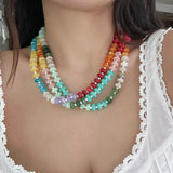 DAIIIBABYYY  -  boho summer beach Various Beads Multi-Colors Sarafina The Neutral Collection gemstone Agate opal Open Loop Necklace