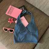 DAIIIBABYYY  -  Thai Style Denim with Chest Pad, Hanging Neck, Small Camisole Vest, Summer Hot Girl Beach Vacation Outfit, Top, Beautiful Back