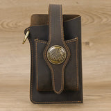 DAIIIBABYYY  -  Real Leather men Casual Small Waist Bag Cowhide Fashion Hook Bag Waist Belt Pack Cigarette Case 5.5" Phone Pouch