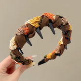 Daiiibabyyy  Elegant Brown Temperament Pleated Headbands for Woman Girls Fashion Toothed Non-slip Hair Hoops Fashion Girl Makeup Accessory