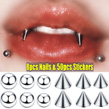 DAIIIBABYYY  -  Sticker Fake Belly Eyebrow Lip Piercing Stud Non Piercied Earring Stud Set New Fake Nose Ring Piercing Jewelry Dermal Anchor Top