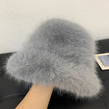 Daiiibabyyy  Big Fluffy Faux Fur Bucket Hat for Women Luxury Plush Fisherman Hat Warm Winter Hat Thicken Cold Snowy Day Panama Cap