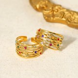 Daiiibabyyy  Trendy Colorful Crystal Rhinestone Rings for Women Irregular Luxury Aesthetic Designer Jewelry Waterproof