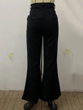 DAIIIBABYYY  -  Beauty Blue Black Women's Pants Office Lady Suit Pant New Fashion High-Waisted Pocket Loose Simple Button Female Wide-leg Pants