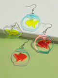 Daiiibabyyy  Cute Acrylic Iridescent Fish Tank Drop Earrings Lovely Cartoon Marine Animals Pendant Earring Women Jewelry Gifts