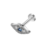 DAIIIBABYYY  -  1Piece Flower Moon Snake CZ Nose Hoop Butterfly Leaf Daith Conch Helix Stud Earrings Internal Thread Piercing Surgical Steel 16G