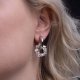 Daiiibabyyy  Fashion Metal Crystal Round Drop Earrings for Women Luxury Gold Color Double Layered Circle Ear Buckle Wedding Jewelry Gifts