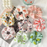DAIIIBABYYY  -  Summer Chiffon Fruit Scrunchies Colorful Pink Green Large Hair Ties Ropes Sunny Cute Ponytail Holder For Young Girls Headwear