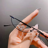 DAIIIBABYYY  -  Metal Oval Half Frames Glasses Women Girls Y2K No Lens Cosplay Eyeglasses Anime Photography Party Eyewears Royal Elder Sister