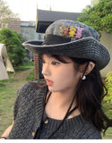 DAIIIBABYYY  -  Cute Bear Cowboy Hats Women Japanese Drawstring Bucket Hat Spring and Summer Outdoor Sunscreen Camping Mountaineering Sun Cap