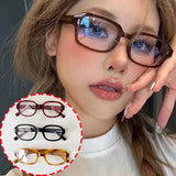 DAIIIBABYYY  -  Women's Red Retro Eyeglass Square Oval Frame Glasses Clear Blue Light Blocking Computer Reading Eyewears Vintage Goggles Glass