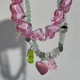 Daiiibabyyy  Exaggeration Transparent Acrylic Chain Big Necklace For Women Charm Colorful Heart Choker Collar Necklace Fashion y2k Jewelry