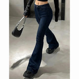 Daiiibabyyy  Girls Concise Ins High Waist Flared Jeans Female Stretchy Bootcut Denim Pants Women Solid Color Thin Bell Bottoms Trousers