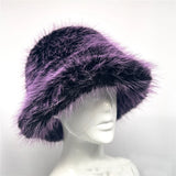 Daiiibabyyy  y2k Fluffy Faux Fur Bucket Hat Women Rabbit Fur Warm Thick Plush Winter Hat Lady Luxury Fashion Furry Panama Fisherman Cap