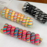 DAIIIBABYYY  -  New Korean Spiral Hair Ties High Elastic Telephone Cord Braid Hair Band Women Girls No Crease Ponytail Holder Hair Ropes