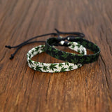 Daiiibabyyy  New Retro Ethnic Fabric Printed Plant Hemp Leaves Handmade Woven Bracelets for Men Women Personality Jewelry Accessories Gifts