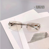 Daiiibabyyy  Korean Style Sunglasses for Women Rectangle Shape Rimless Y2K Hot Sexy Women's Sun Glasses Rhinestone Outdoor Sunglass