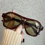 Daiiibabyyy  Retro Women Double Beam Sunglasses Brand Designer Glasses New Ins Fashion Gradient Eyewear Men Eyeglasses UV400 Goggles