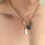 Daiiibabyyy  Natural Stone Inlaid With Gold Charm Pendants Summer coolness Necklace Stainless Steel Clavicle Chain Cool Fashion  Jewelry Gift