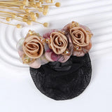Daiiibabyyy  Spring Clip Beaded Crochet Hair Clip Barrettes For Flight Attendant Women Bun Net Crystal Hairnet Cover Zircon Flower Bun Snood